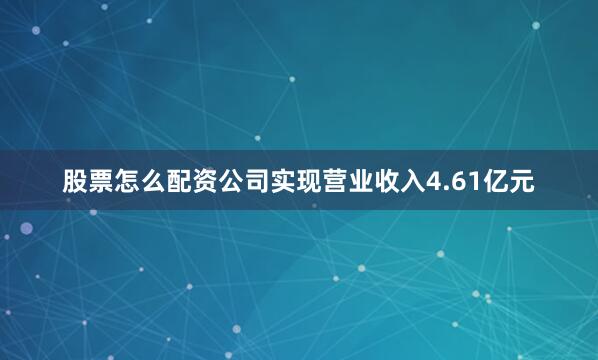 股票怎么配资公司实现营业收入4.61亿元